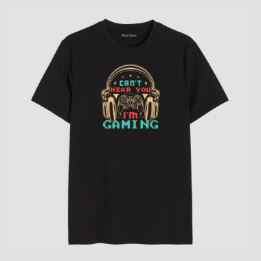 Can't Hear You I'm Gaming Round Neck T-Shirt