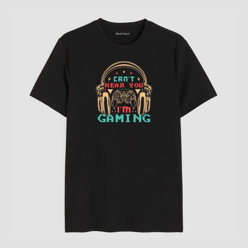 Can't Hear You I'm Gaming Round Neck T-Shirt