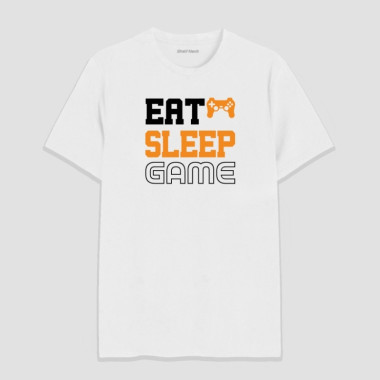 Eat Sleep Game Round Neck T-Shirt