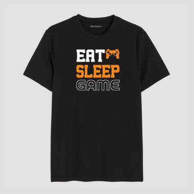 Eat Sleep Game Round Neck T-Shirt