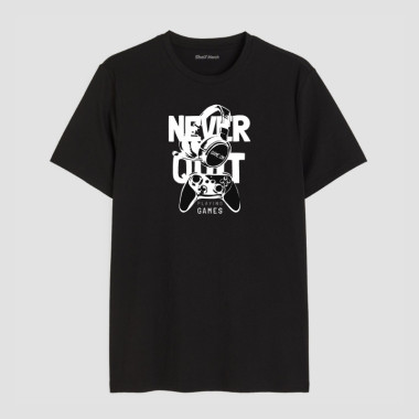 Never Quit Game On Round Neck T-Shirt