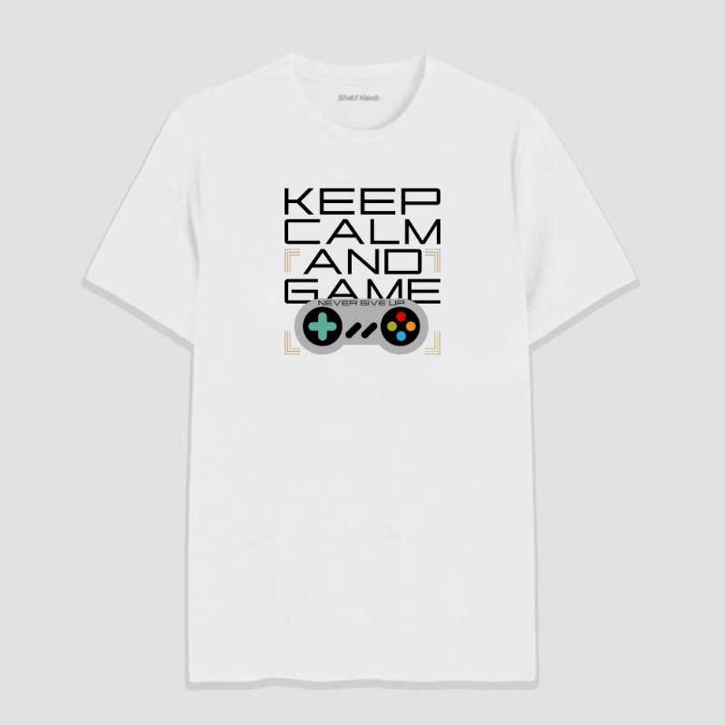 Keep Calm And Game Round Neck T-Shirt